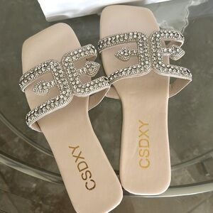 Designer Inspired Crystal Slide Sandals